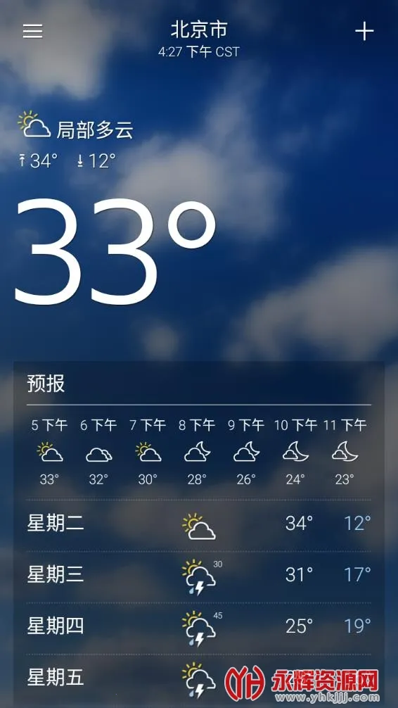 雅虎天气预报(天气查询软件)截图
