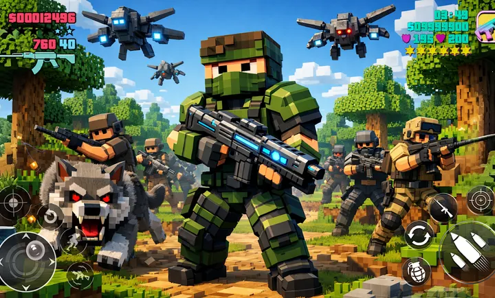 荒野猎手：像素枪战(像素生存射击游戏)截图
